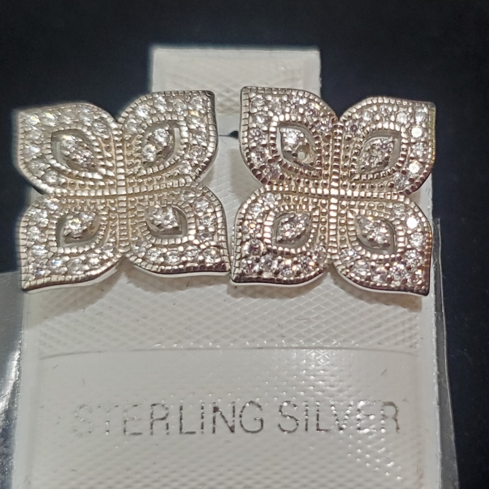 Elegant Sterling Silver Floral Earrings